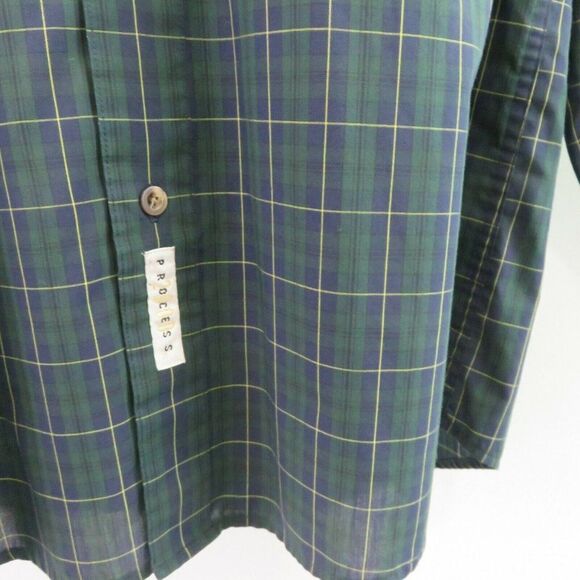 Savane Plaid Shirt Green Blue LS Mens M Cotton Blend Deep Dye Button Down - Picture 3 of 11